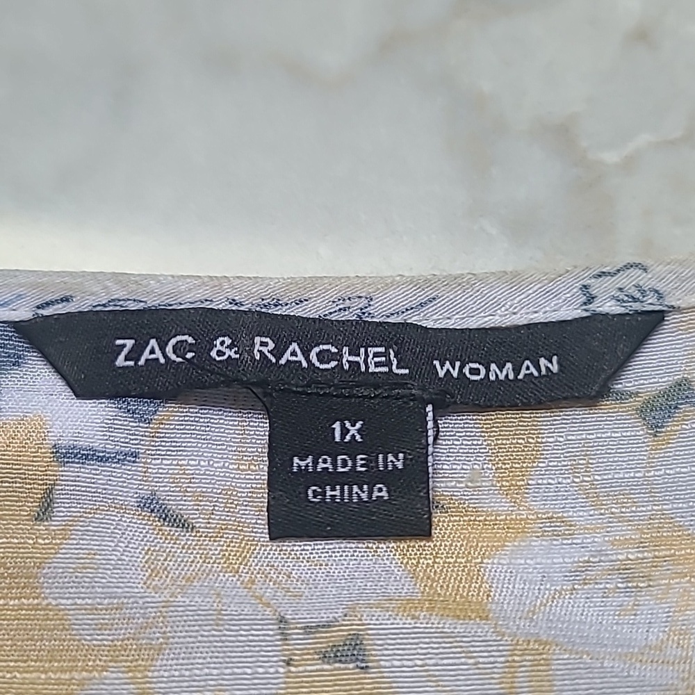 Zac & Rachel Blue and Yellow Lace-Trim Tunic Top - Picture 7 of 8